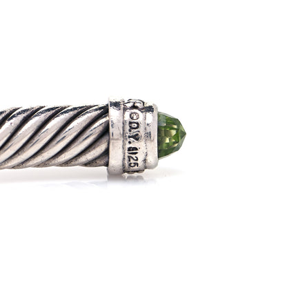 David Yurman Sterling Silver Diamond Peridot 5mm Cable Classics Bracelet 4 of 5