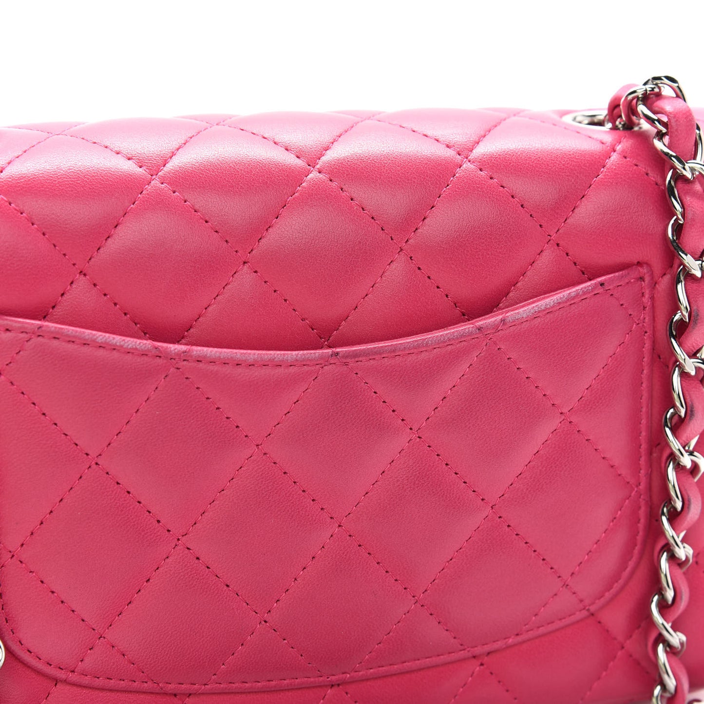 Lambskin Quilted Mini Rectangular Flap Pink