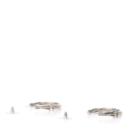Chanel CC Twist Hoop Earrings Silver 4 of 6