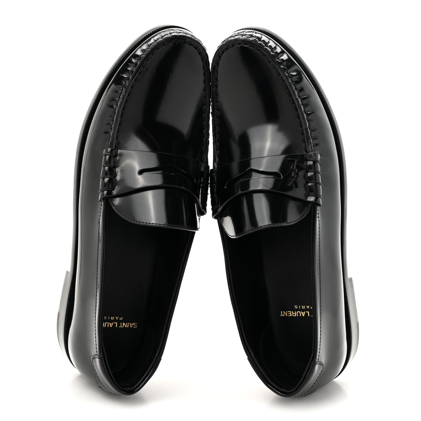 Glazed Calfskin Le Loafer 15 Penny Slippers 40 Black