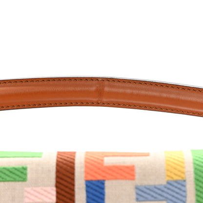 Fendi Kuban Canvas Vitello King FF Embroidered Baguette Grezzo Multicolor 16 of 16