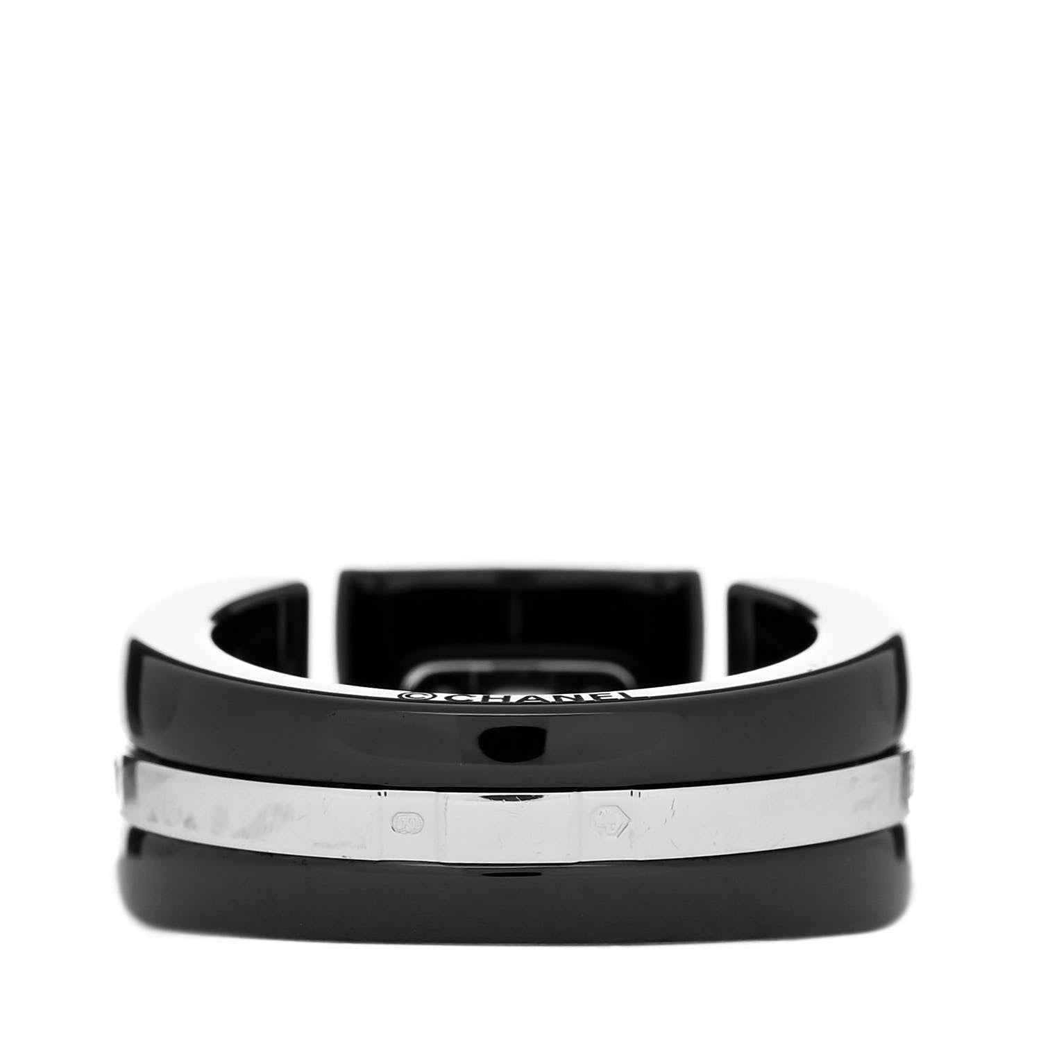 Chanel 18K White Gold Diamond Black Ceramic Medium Ultra Ring 54 7 3 of 5