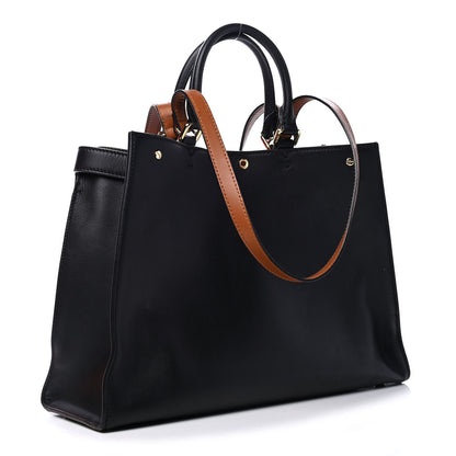 Fendi Vitello Seta Century Small Peekaboo X-Tote Black Brandy 2 of 5