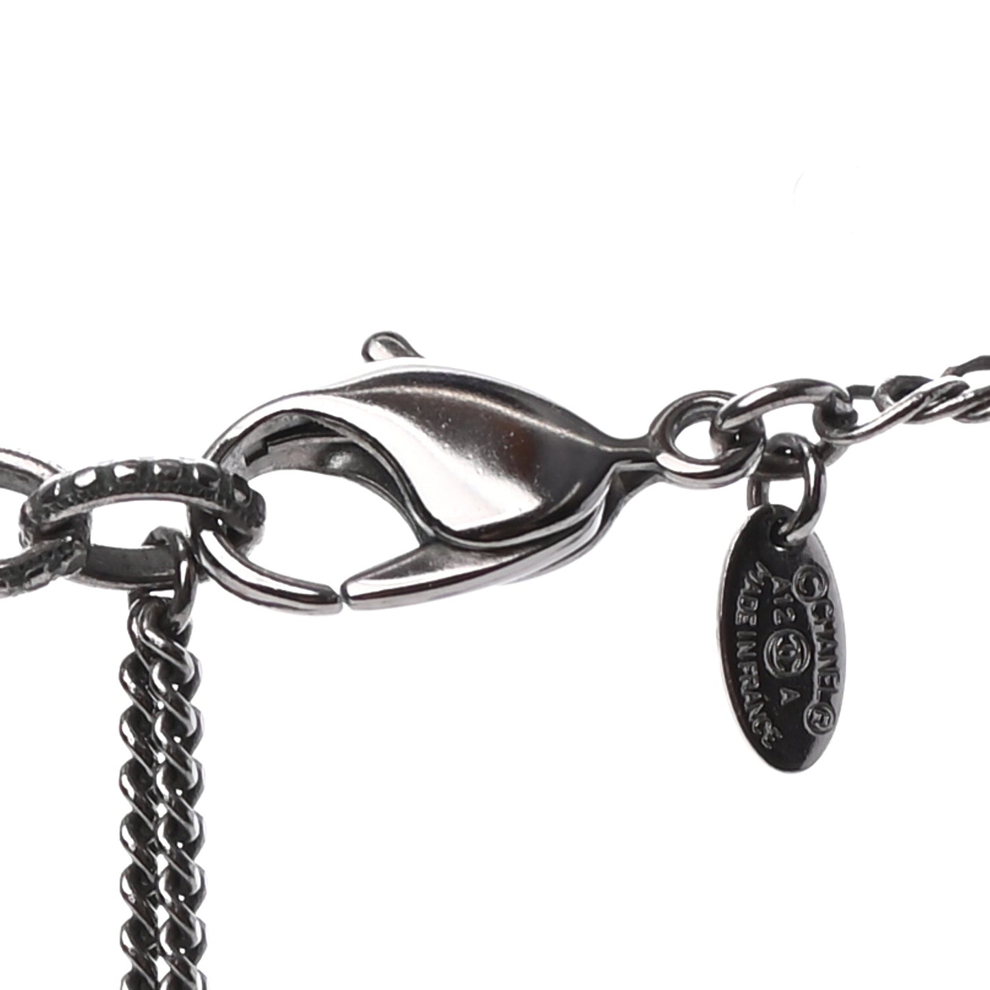 Ruthenium Baroque CC Pendant Necklace Black