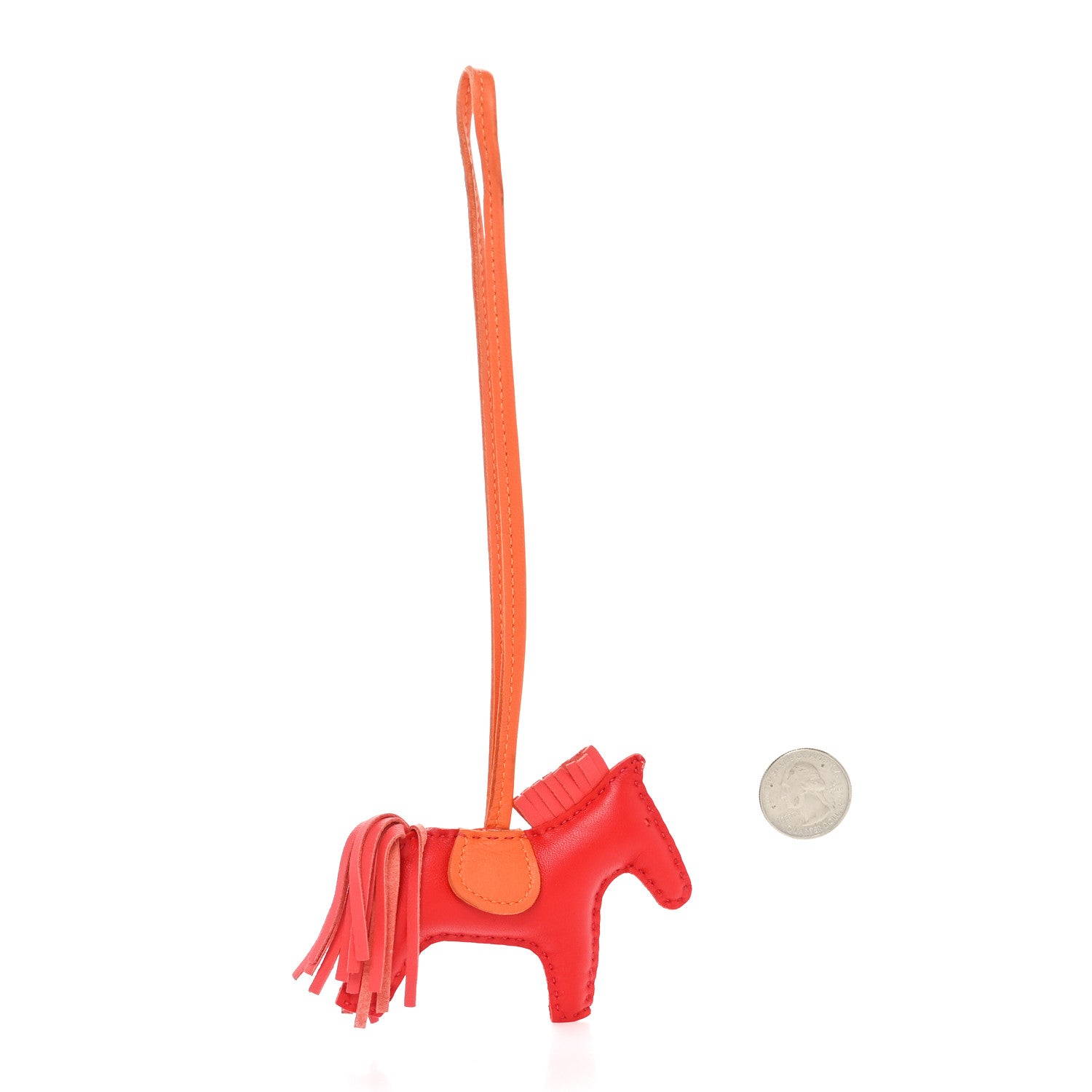 Hermes Milo Lambskin Grigri Rodeo Horse Bag Charm MM Rouge Rose Indien Jaipur Feu 2 of 3