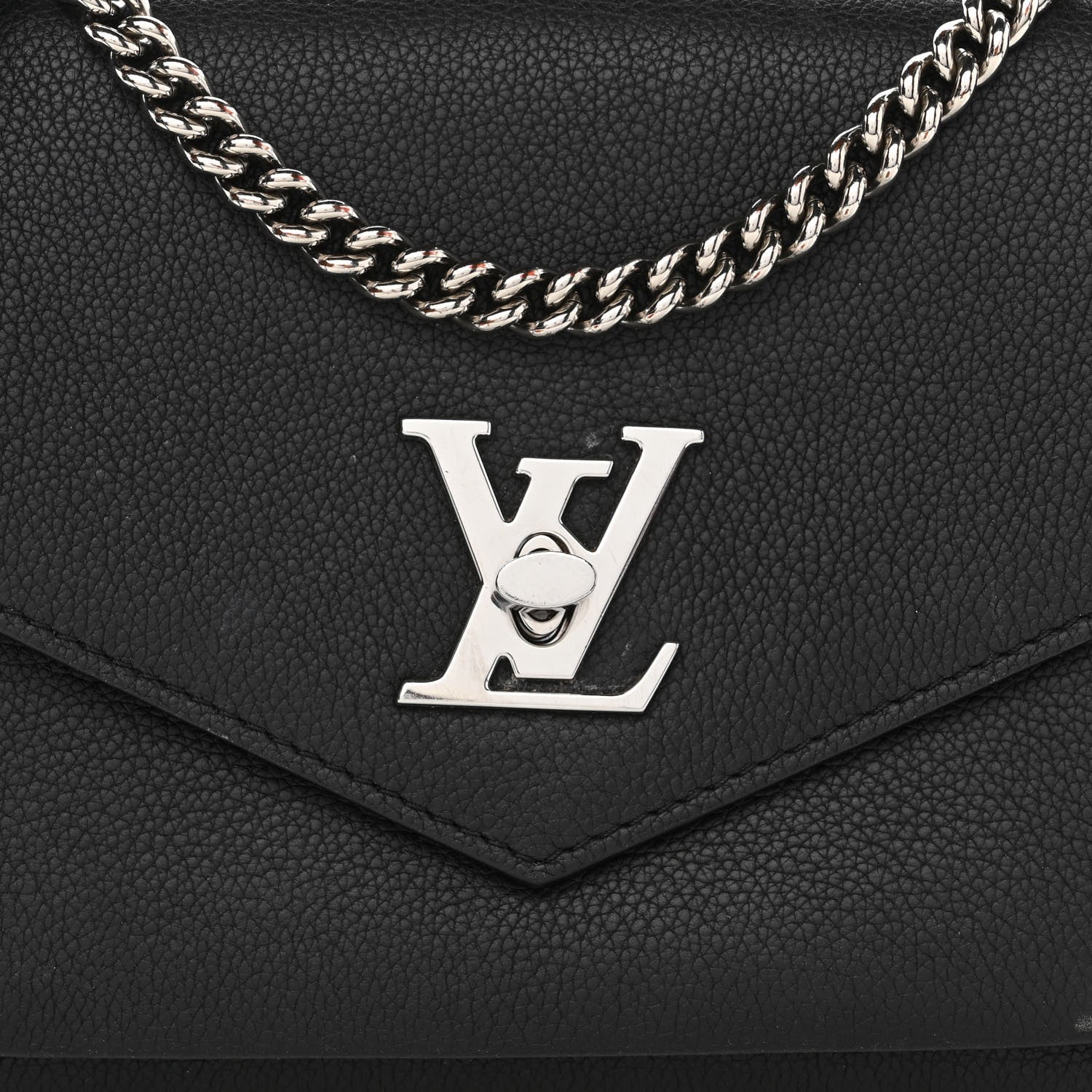 Louis Vuitton Soft Calfskin Mylockme Chain Bag BB Black 8 of 14
