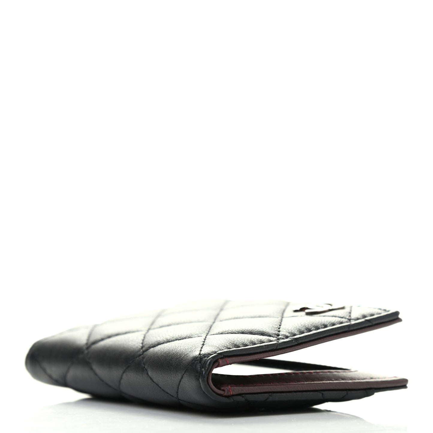 Lambskin Quilted Card Holder Wallet Black