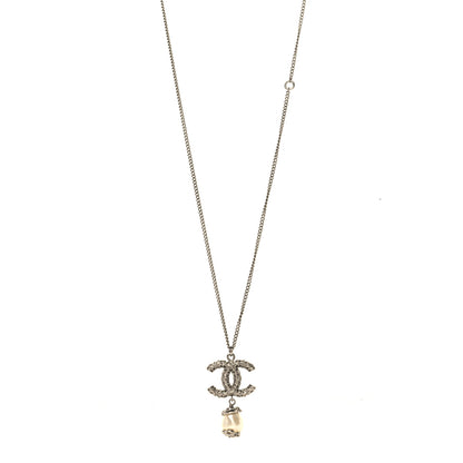 Chanel Pearl Twisted CC Drop Necklace Silver 1 of 4