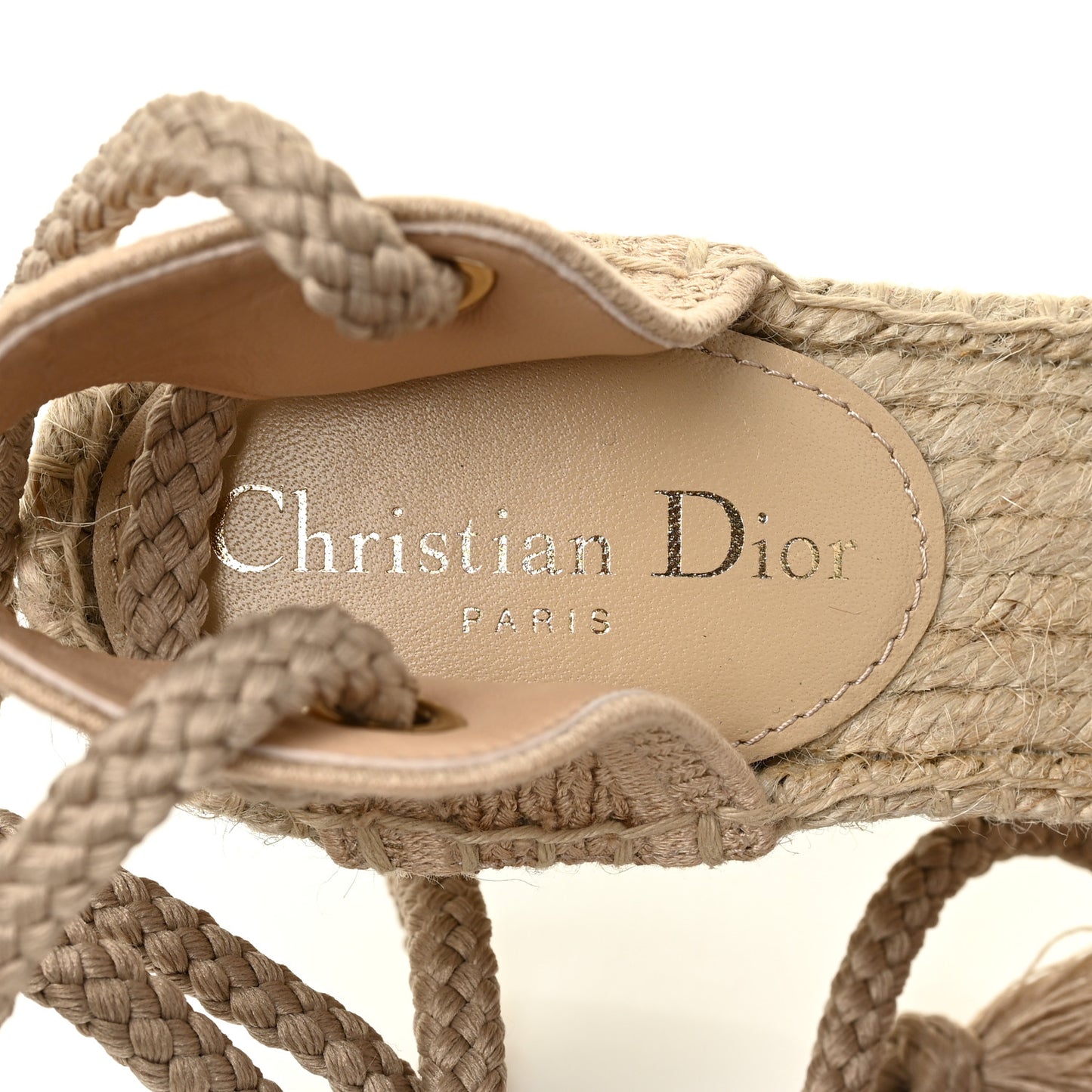 Canvas Embroidered Granville Ankle Tie Espadrille Wedges 37 Cream