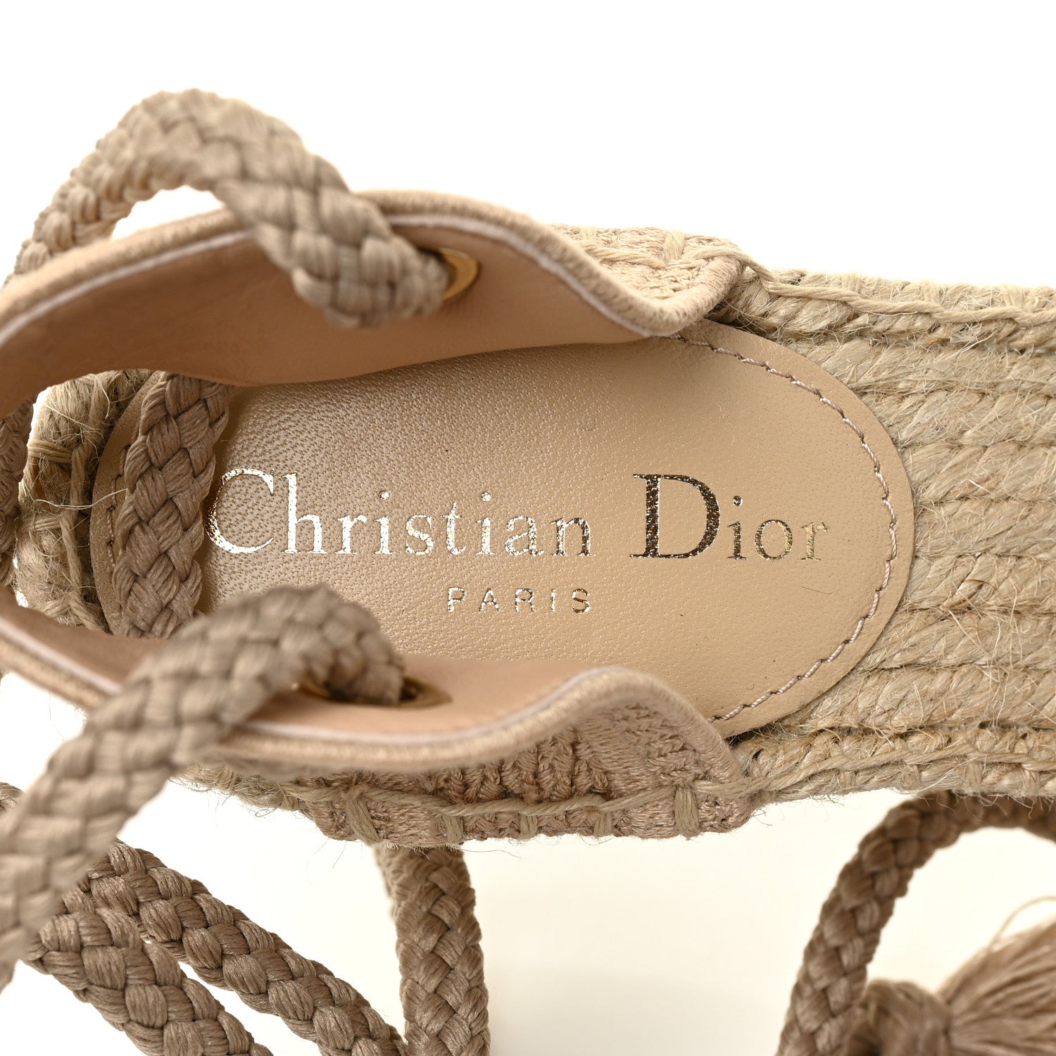 Christian Dior Canvas Embroidered Granville Ankle Tie Espadrille Wedges 37 Cream 22 of 22