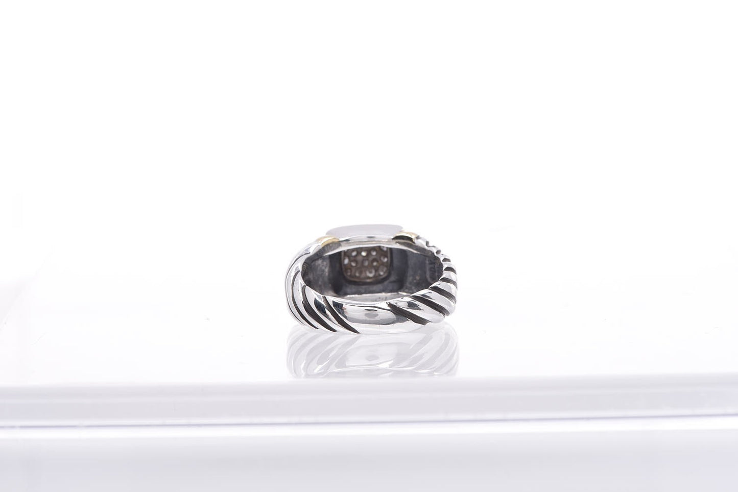 Sterling Silver 18K Yellow Gold Diamond Noblesse Ring 57 8