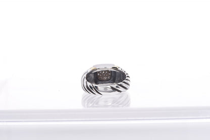 David Yurman Sterling Silver 18K Yellow Gold Diamond Noblesse Ring 57 8 4 of 5
