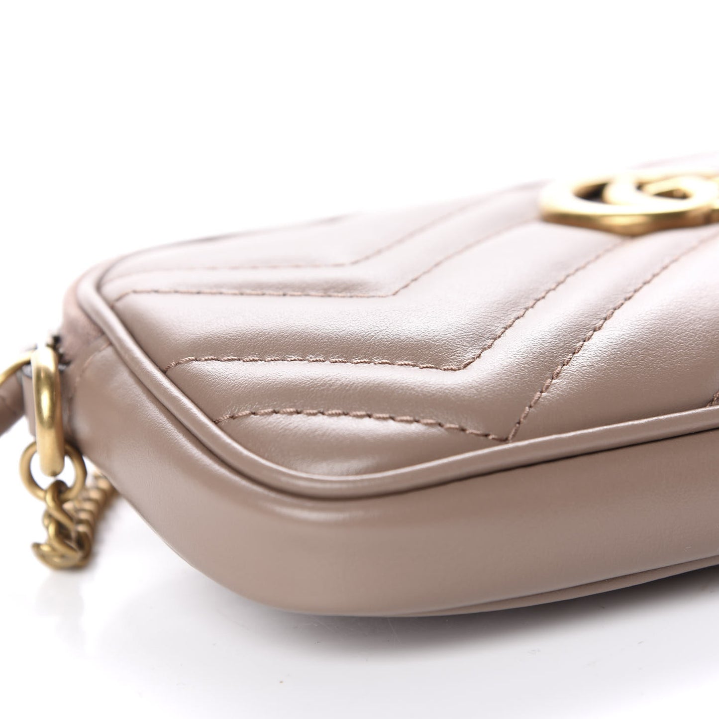 Calfskin Matelasse Mini GG Marmont Chain Crossbody Bag Porcelain Rose