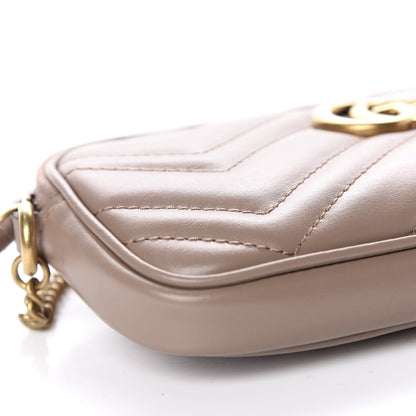 Gucci Calfskin Matelasse Mini GG Marmont Chain Crossbody Bag Porcelain Rose 5 of 9