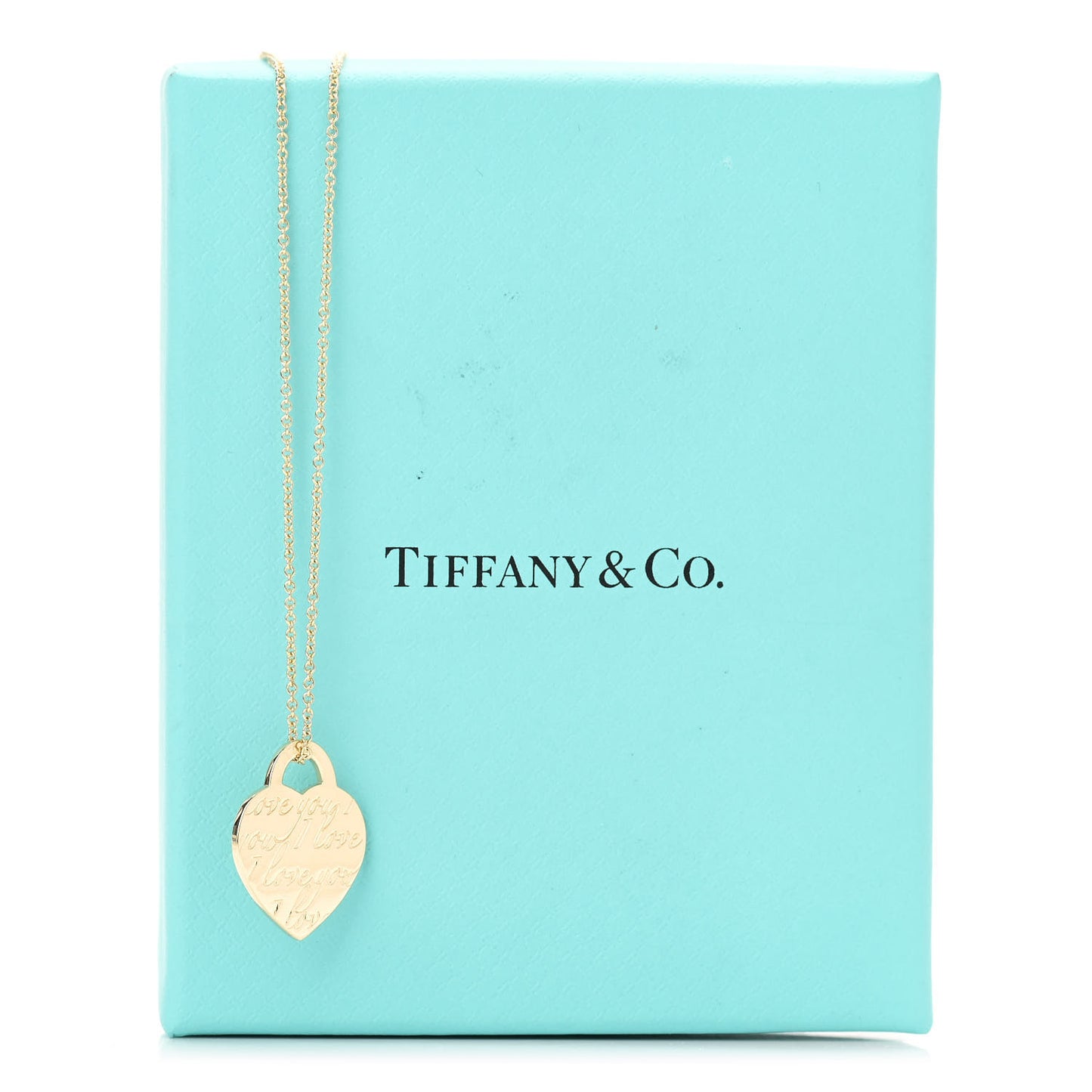 18K Yellow Gold Notes I Love You Heart Tag Pendant Necklace