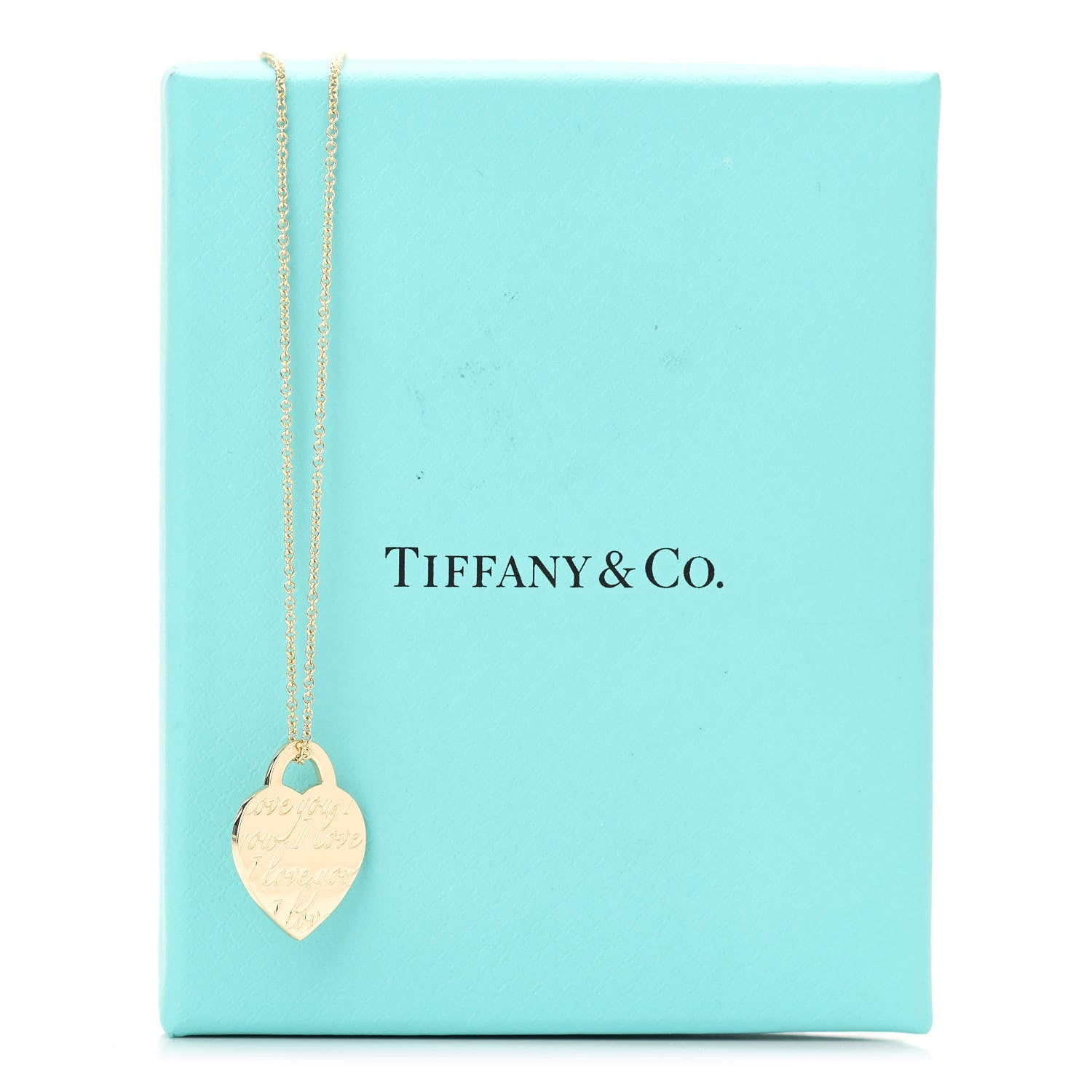 Tiffany 18K Yellow Gold Notes I Love You Heart Tag Pendant Necklace 7 of 7