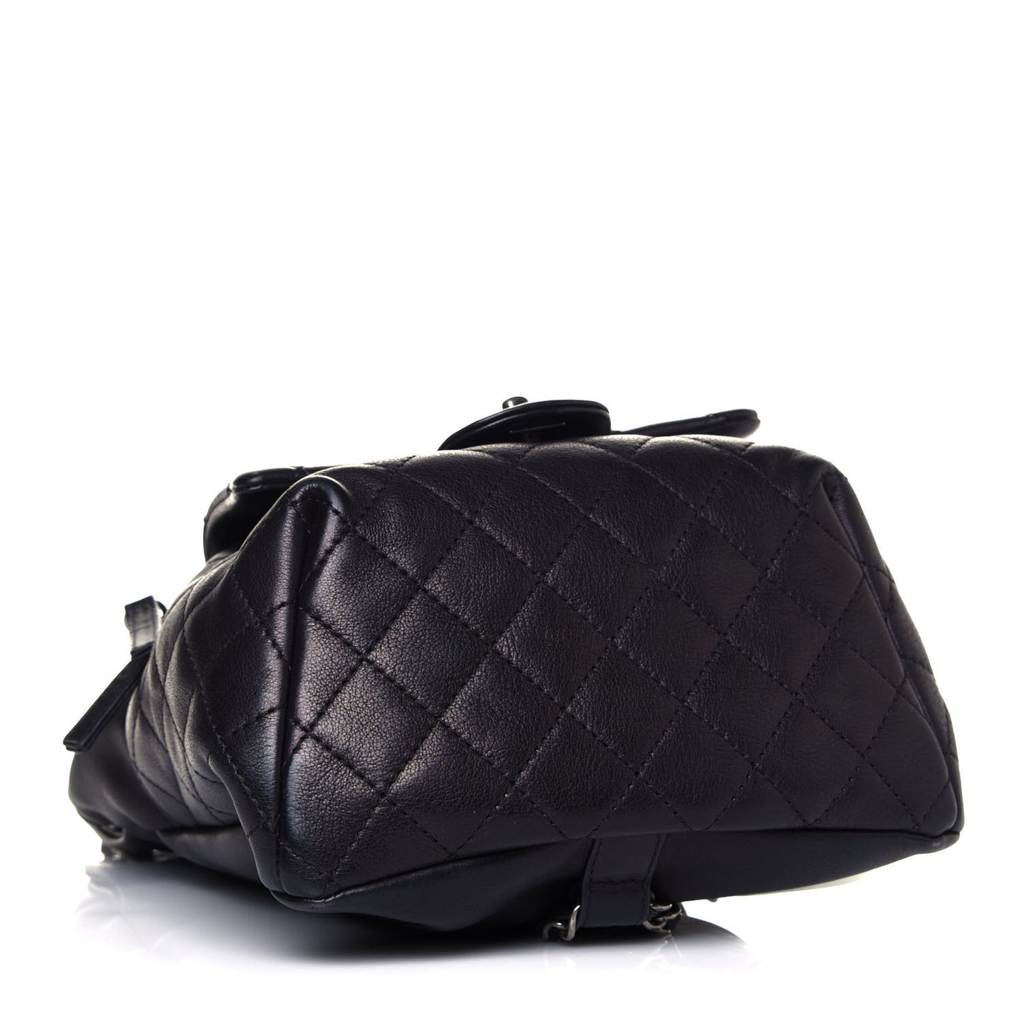 Lambskin Quilted Drawstring Backpack Black