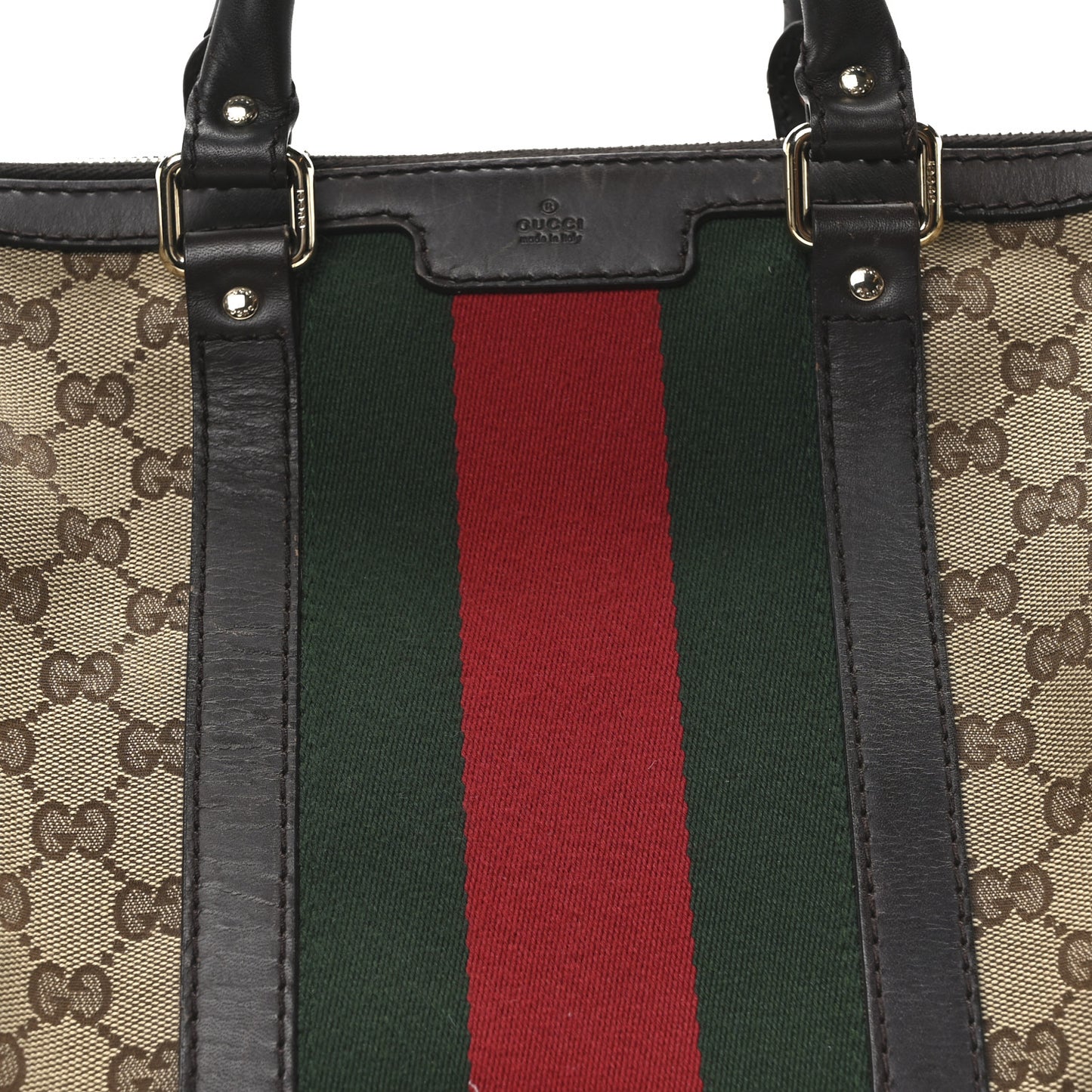 Monogram Selleria Calfskin Vintage Web Medium Boston Beige Ebony Cocoa