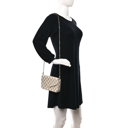 Louis Vuitton Damier Azur Pochette Felicie Chain Wallet Rose Ballerine 2 of 10