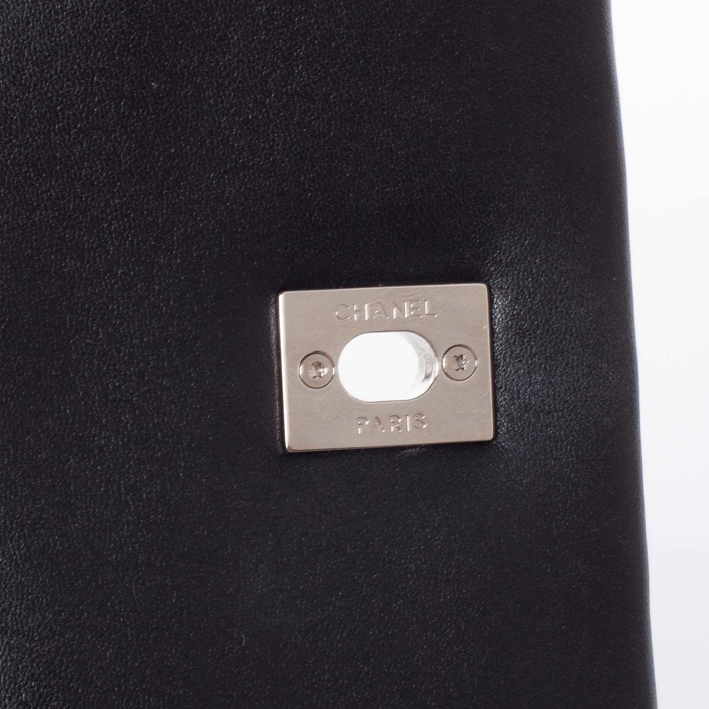 Perforated Patent Hand Embroidered Mini Flap Black
