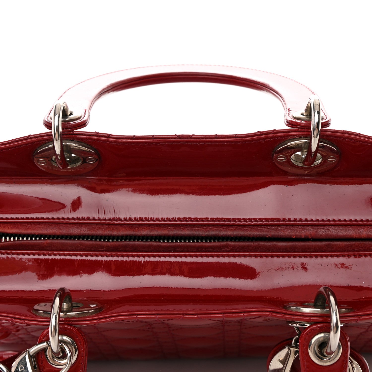 Christian Dior Patent Cannage Large Lady Dior Red 17 of 19