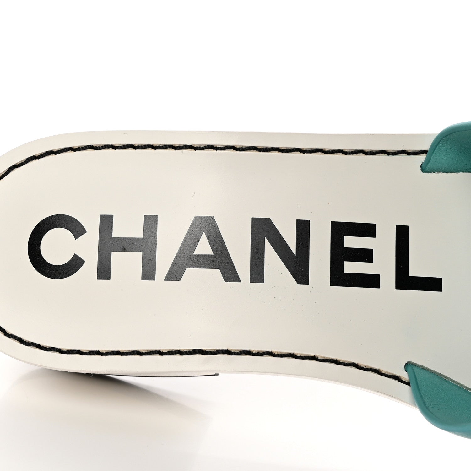 Chanel Calfskin CC Mules 39 Turquoise White 8 of 16