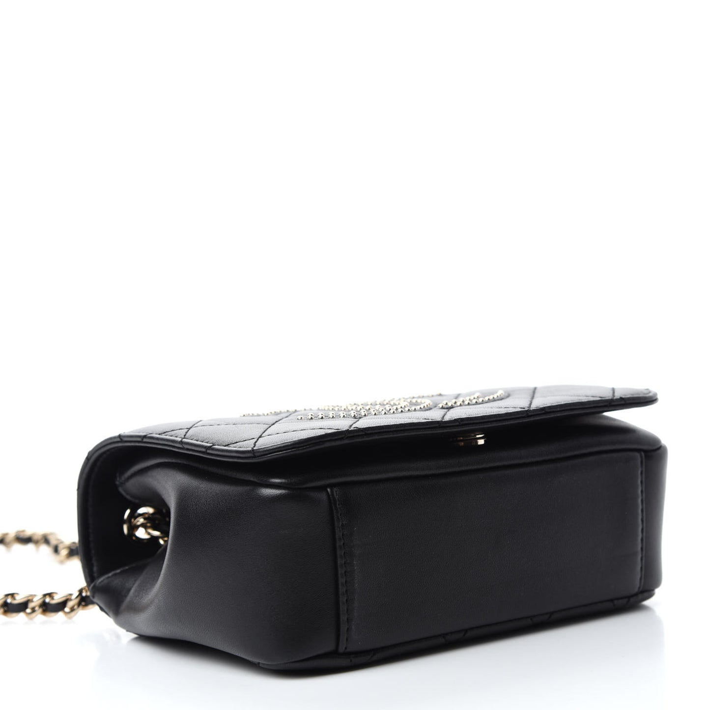 Lambskin Quilted Studded CC Flap Black