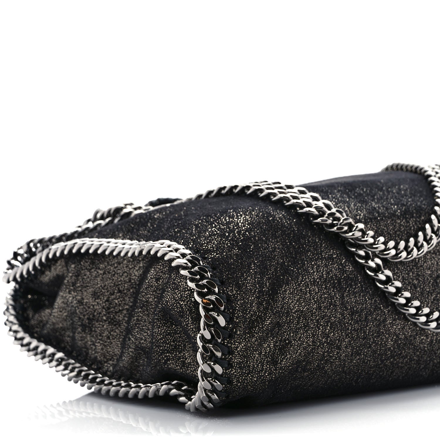 Stella McCartney Metallic Shaggy Deer Falabella Fold Over Tote Black 7 of 8