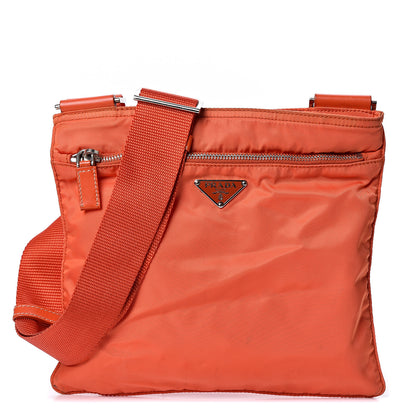 Prada Nylon Vela Flat Messenger Bag Papaya 1 of 11