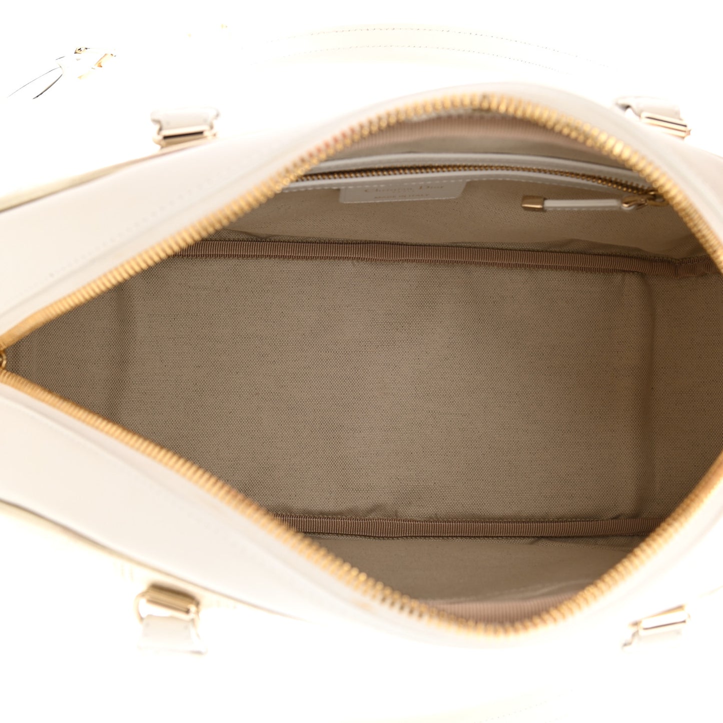 Perforated Calfskin Medium Dior Vibe Classic Bowling Bag White Gold
