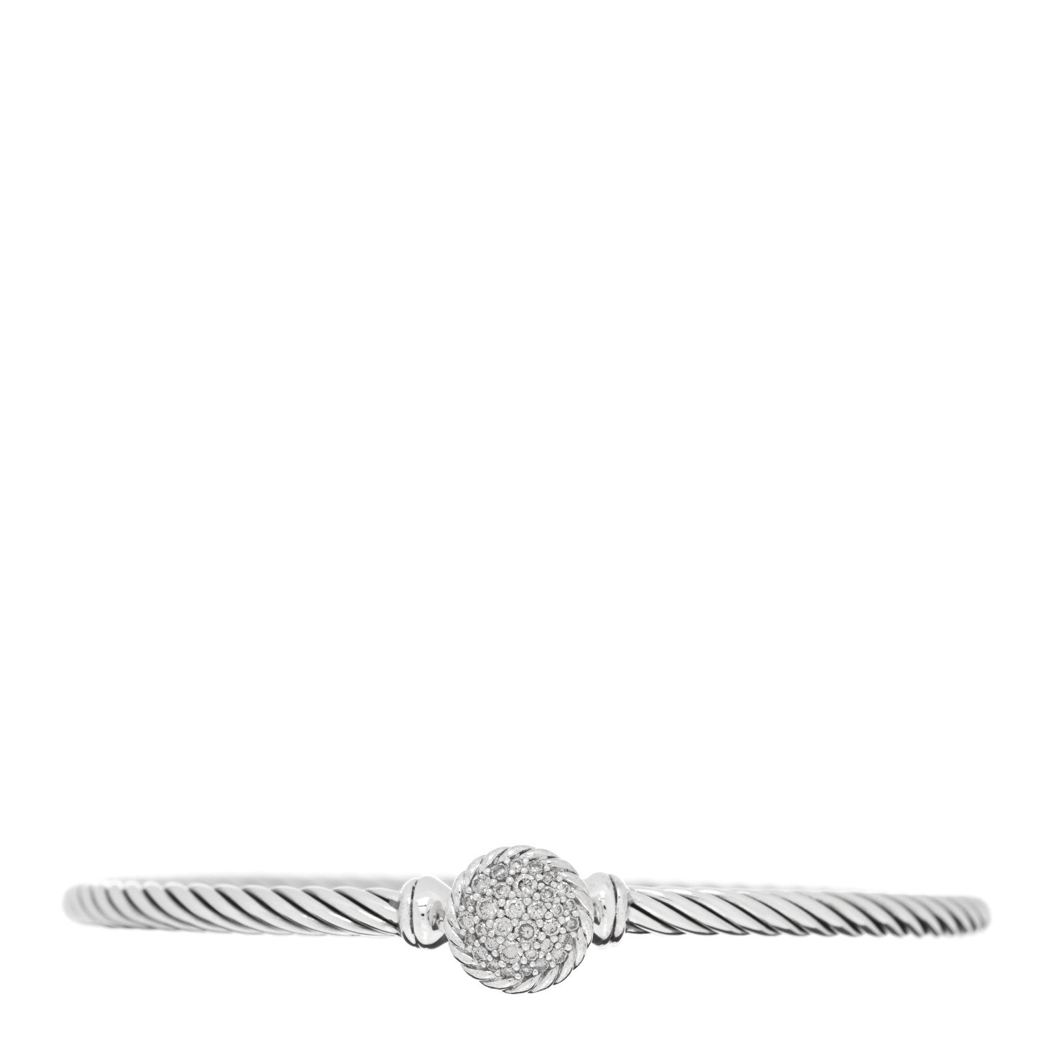 David Yurman Sterling Silver Diamond 3mm Chatelaine Bracelet 1 of 3