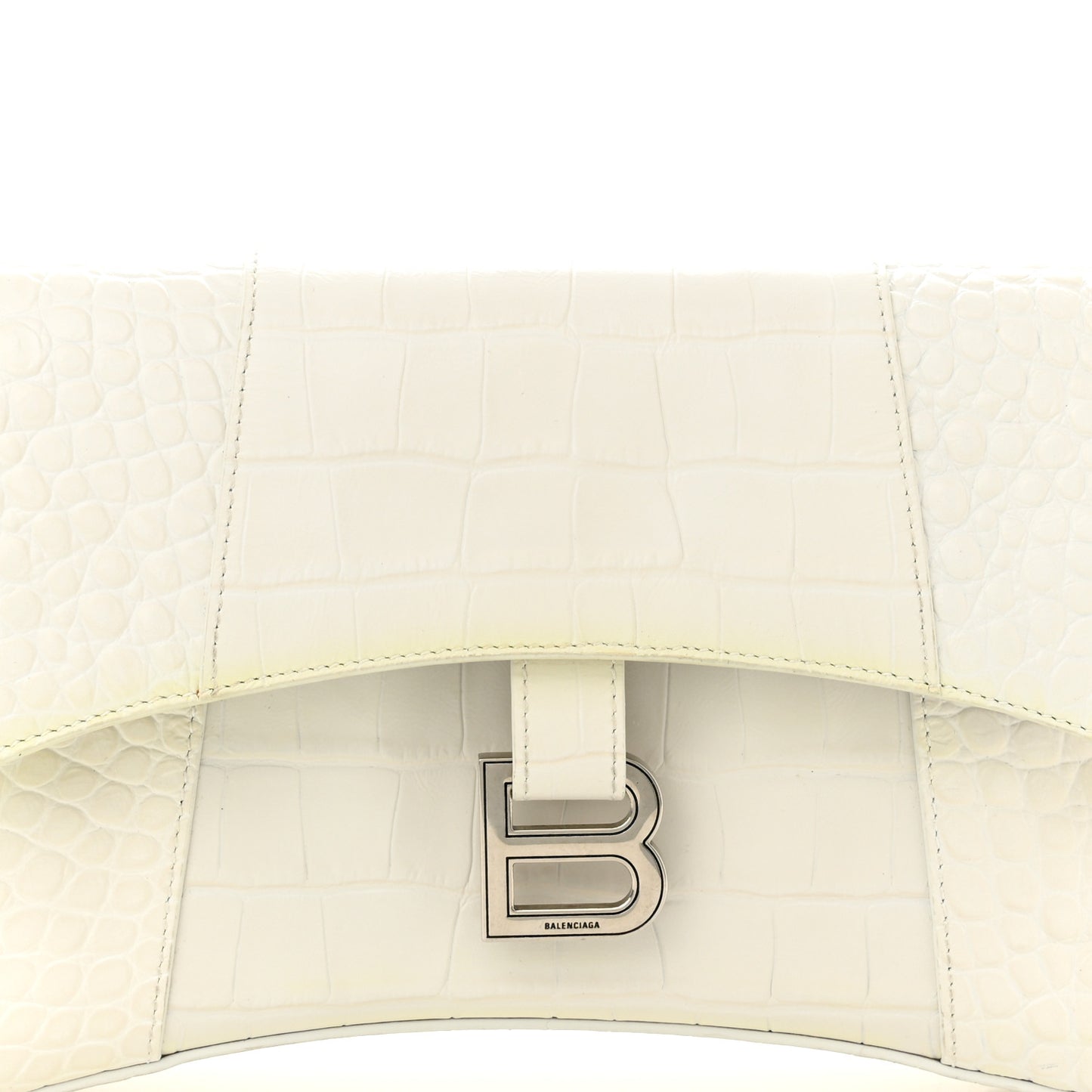 Extra Supple Calfskin Crocodile Embossed XS Downtown Shoulder Bag White