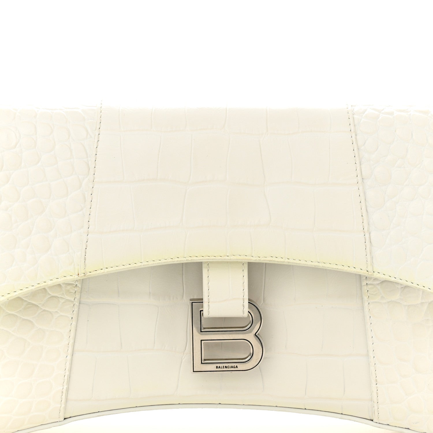 Balenciaga Extra Supple Calfskin Crocodile Embossed XS Downtown Shoulder Bag White 9 of 17