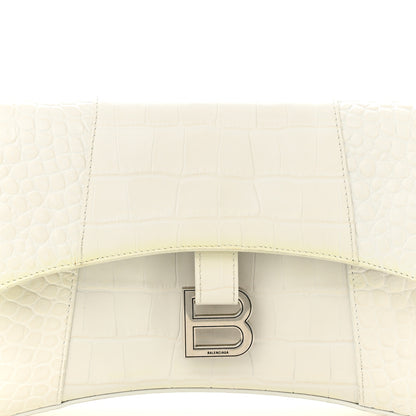 Balenciaga Extra Supple Calfskin Crocodile Embossed XS Downtown Shoulder Bag White 9 of 17