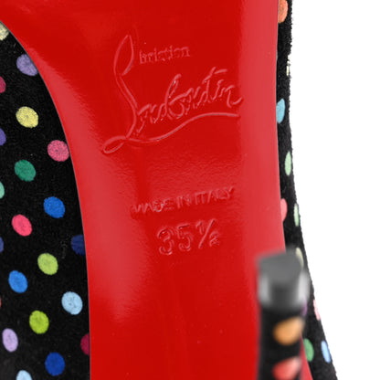 Christian Louboutin Suede Polka Dot Hot Chick 100 Pumps 35.5 Black Multicolor 6 of 8
