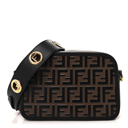 Vitello Century F is Fendi Bi-Color FF 1974 Embossed Camera Case Maya Black