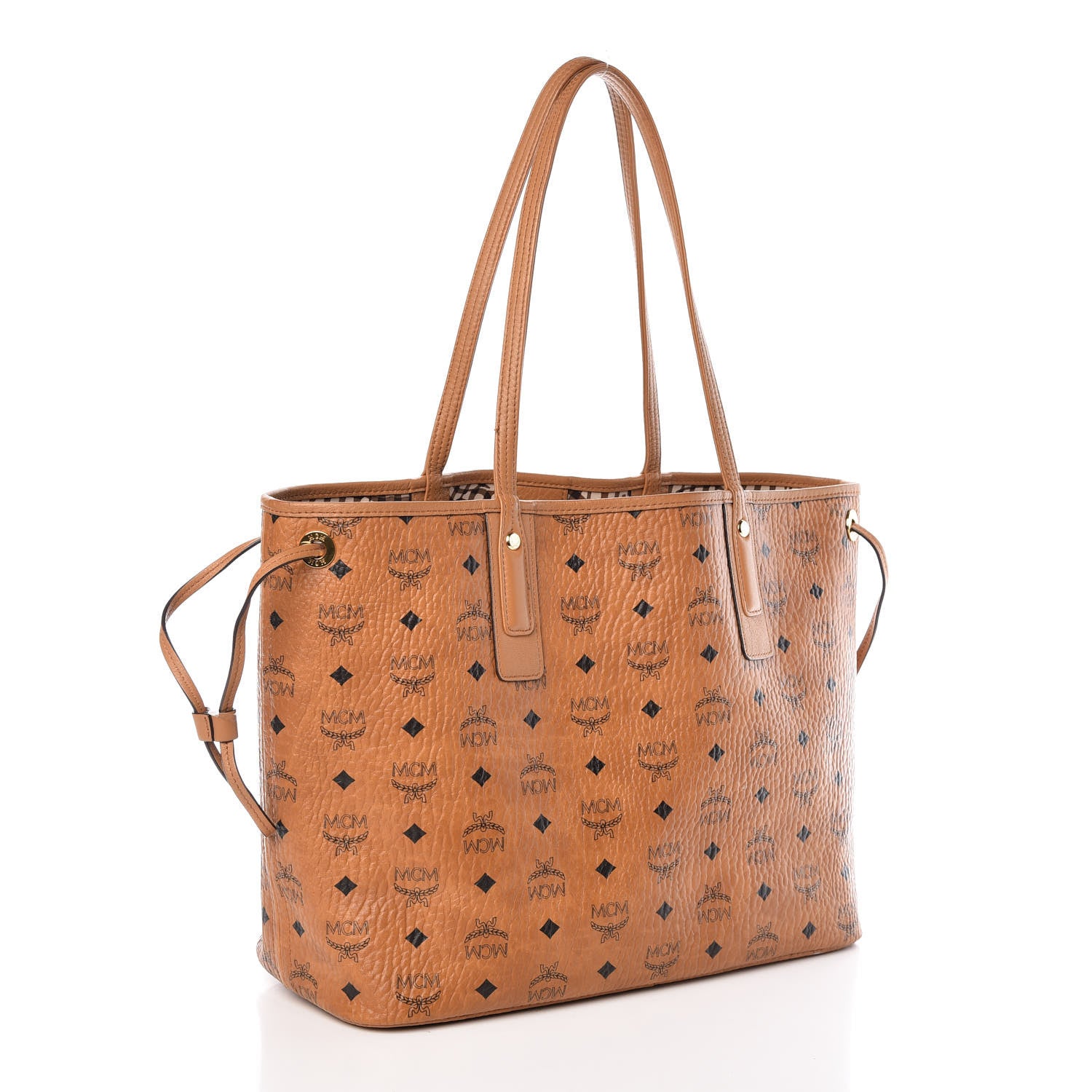 MCM Visetos Medium Liz Reversible Shopper Tote Cognac 5 of 18