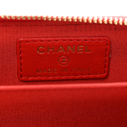 Chanel Lambskin Quilted Camellia Zip Coin Purse Red 7 of 8