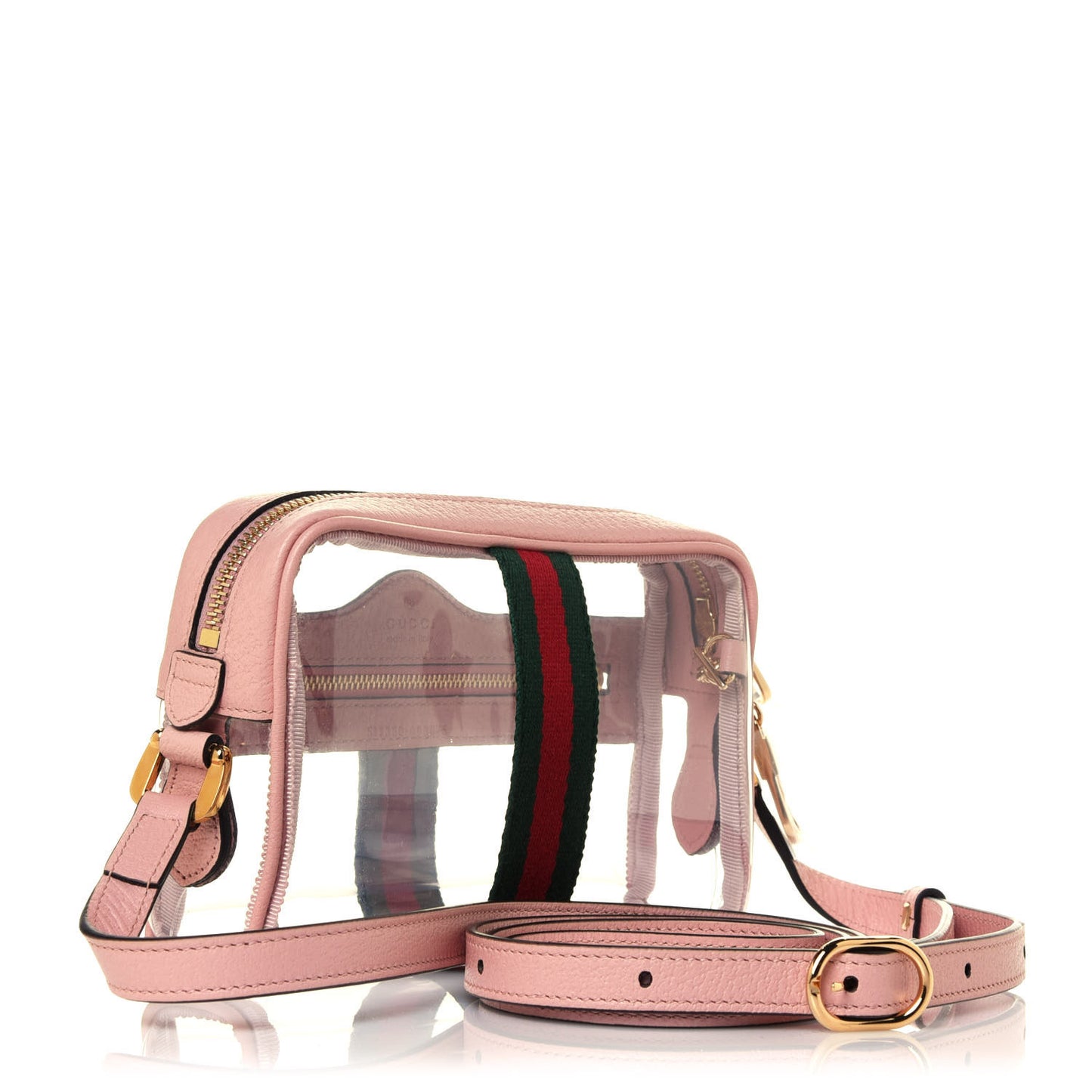 Vinyl Web Mini Ophidia Transparent Shoulder Bag Perfect Pink