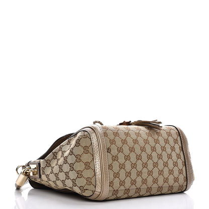 Gucci Monogram Calfskin Medium Bella Flap Bag Beige Ebony Champagne 4 of 14