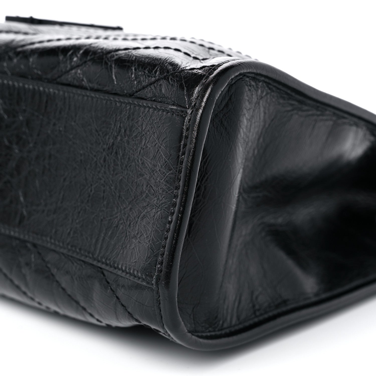 Saint Laurent Crinkled Calfskin Matelasse Monogram Medium Niki Shopper Tote Black 9 of 9