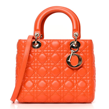 Christian Dior Lambskin Cannage Medium Lady Dior Orange 1 of 8