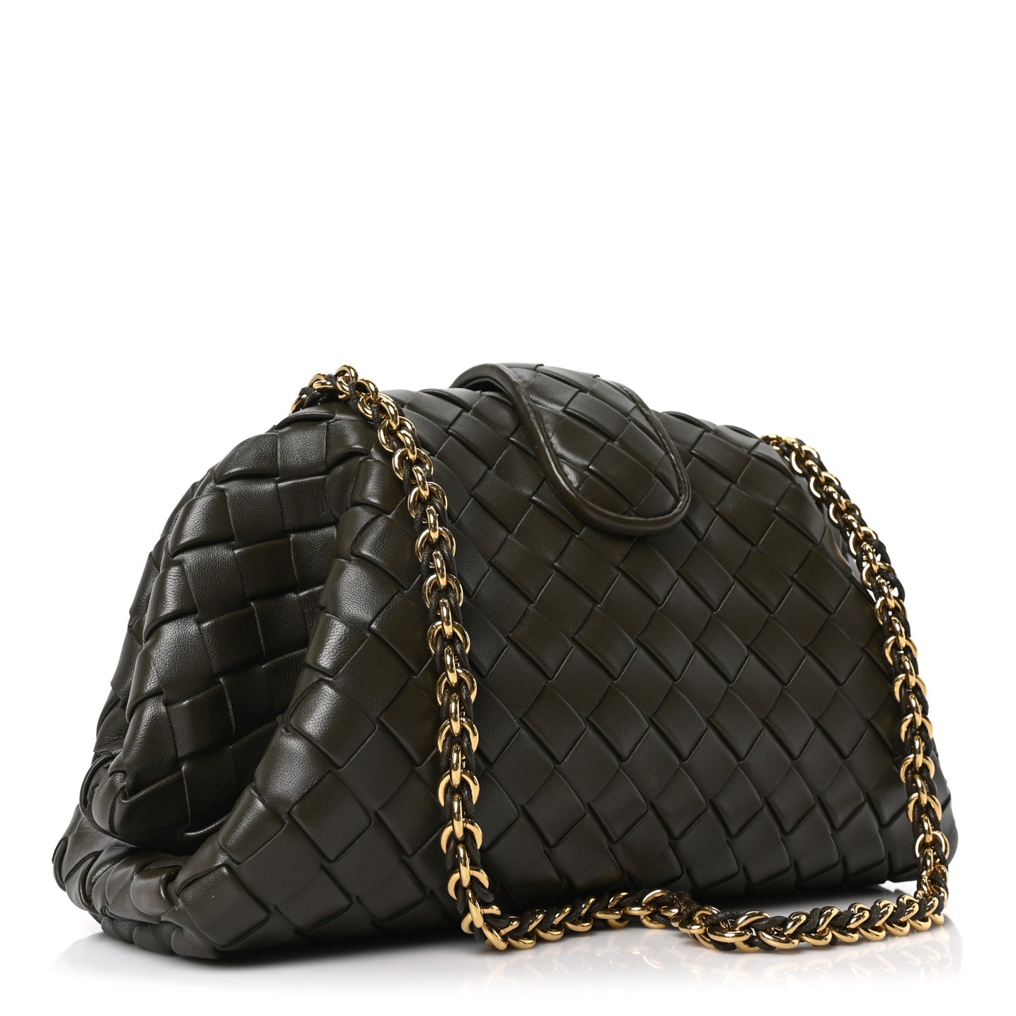 Nappa Intrecciato Teen The Lauren 1980 Clutch With Chain Kaki