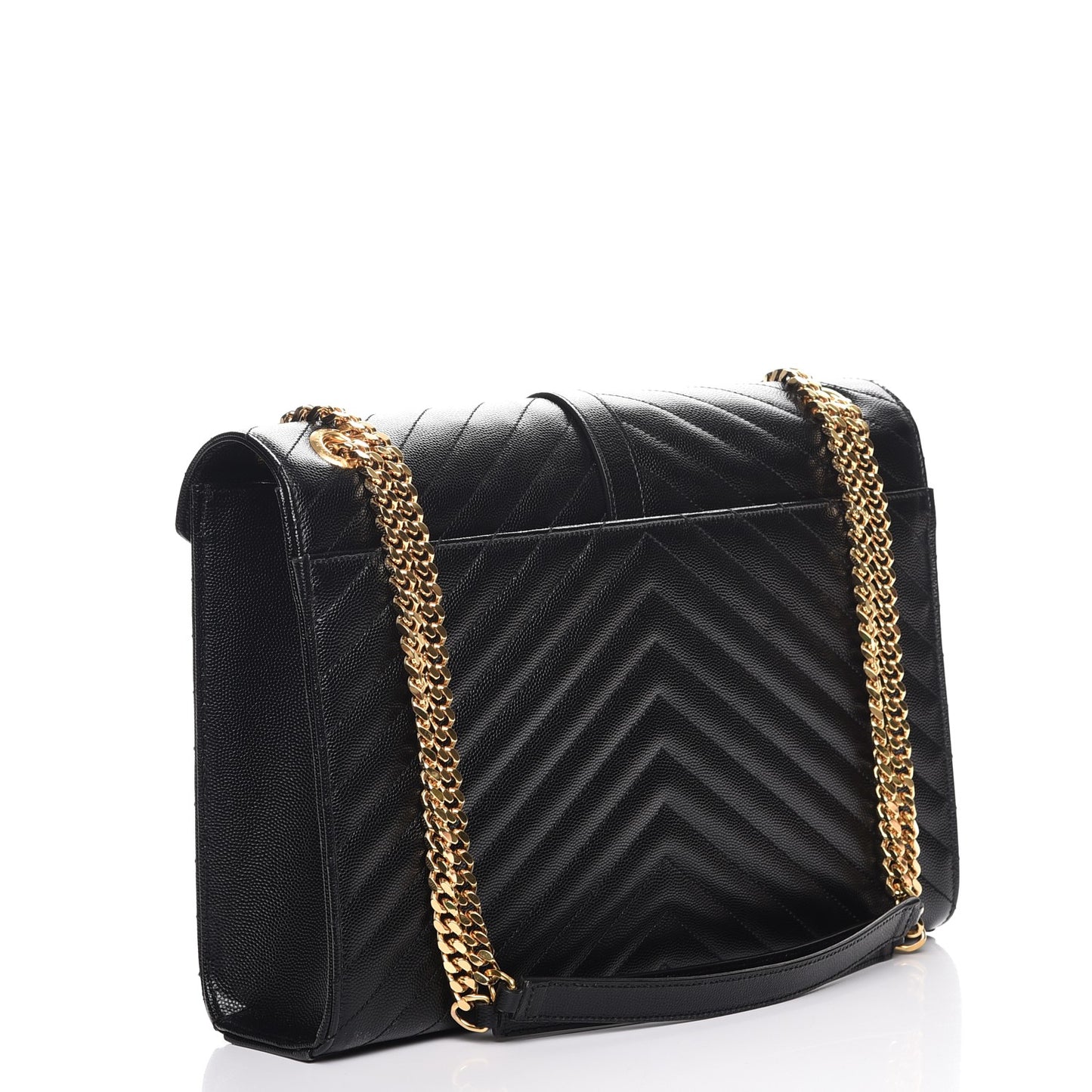 Grain De Poudre Matelasse Chevron Large Monogram Satchel Black