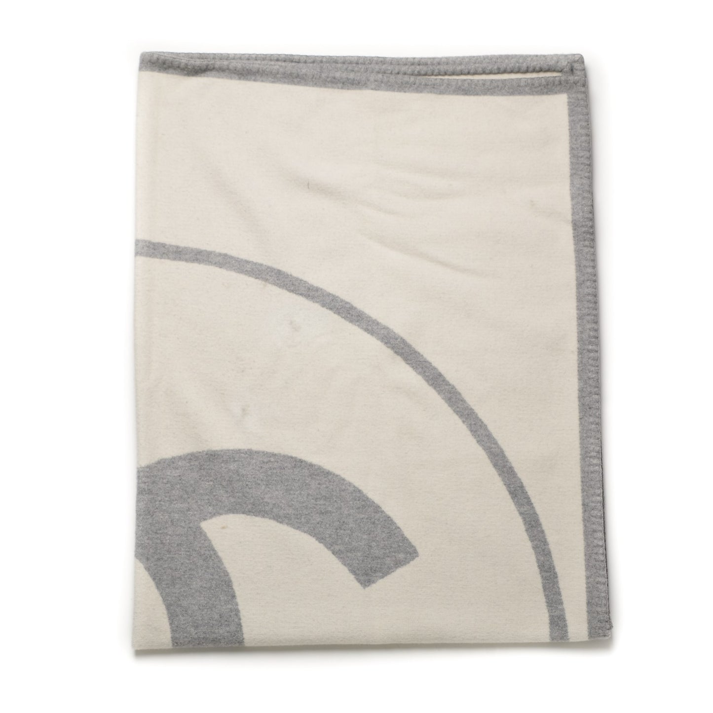 Merino Wool Cashmere CC Throw Blanket Grey Off White