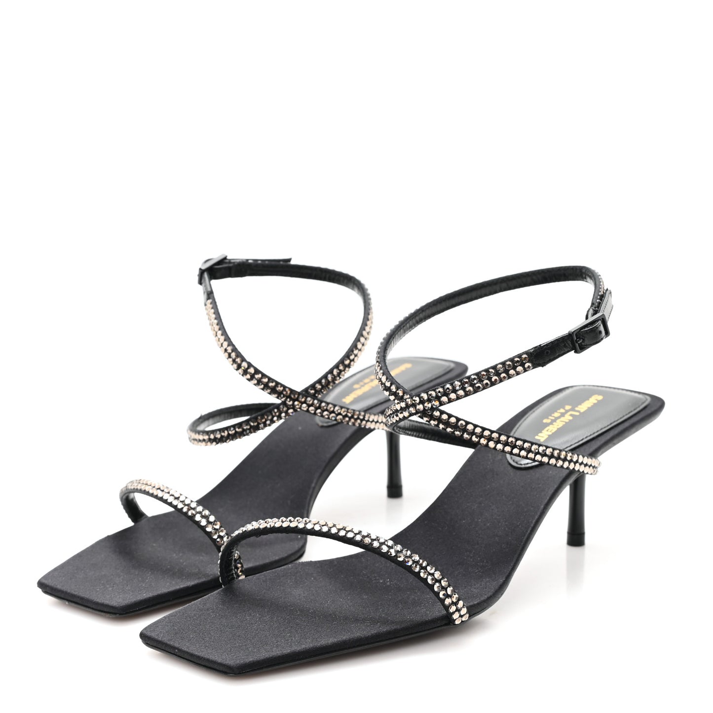 Crepe Satin Baliqua 55 Vett Ankle Strap Sandals 36.5 Black