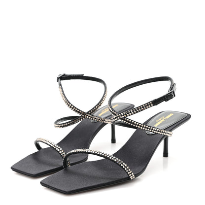 Saint Laurent Crepe Satin Baliqua 55 Vett Ankle Strap Sandals 36.5 Black 4 of 10