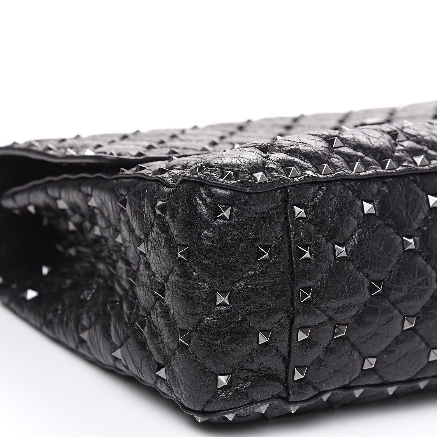 Valentino Garavani Craquele Nappa Large Rockstud Spike Shoulder Bag Black 8 of 10
