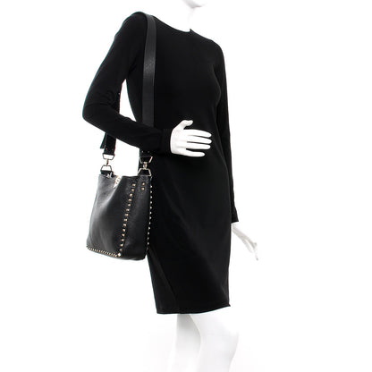 Valentino Garavani Pebbled Calfskin Small Rockstud Flip-Lock Messenger Bag Black 2 of 7