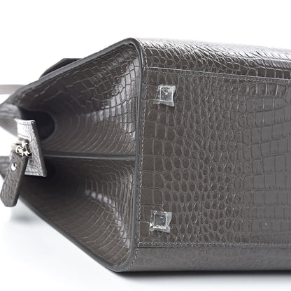 Saint Laurent Croc Calfskin Embossed Medium Uptown Tote Asphalt 9 of 10